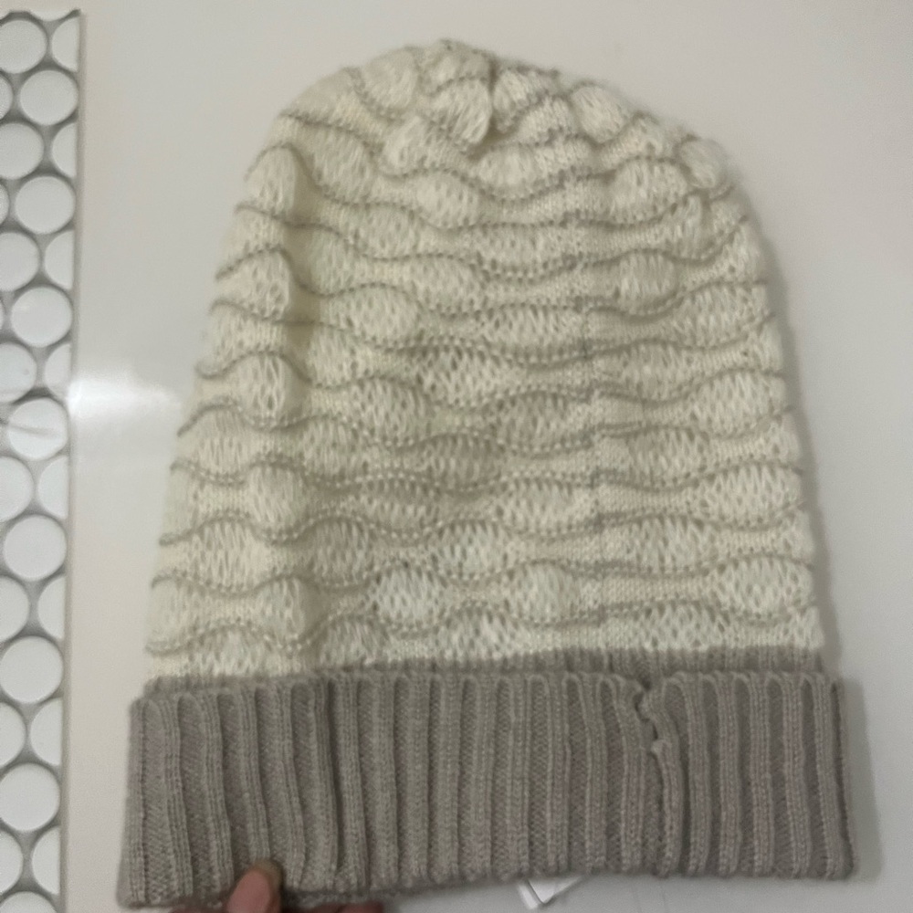 Kensie Ivory and Taupe Knit Beanie - Picture 3 of 6